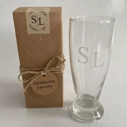 Copo de cerveja personalizado - Copo de cerveja modelo Munich, personalizado na técnica de jateamento (somente no fosco, não tem cor) Embalagem caixa kraft, etiqueta  e rami e tag