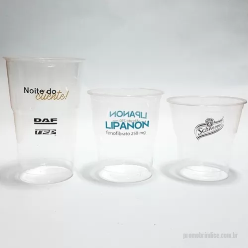 Copo descartável personalizado - COPO DESCARTÁVEL CRISTAL SEMI-FLEXÍVEL. DIVERSAS MEDIDAS: 150/ 200/ 300/ 400 ML. PERSONALIZADO COM IMPRESSÃO EM ATÉ 03 CORES