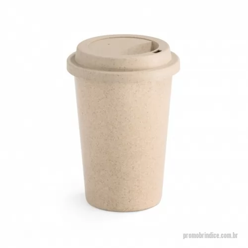 Copo ecológico personalizado - Copo para café com tampa em fibra de bambu. Capacidade 450 ml.