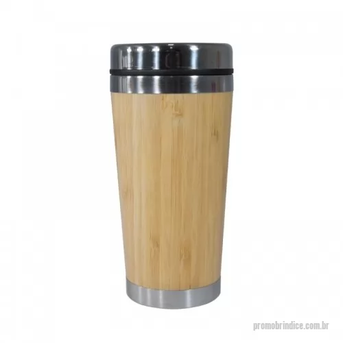 Copo ecológico personalizado - Copo Bambu de 500ml, parte interna em inox. Possui tampa com compartimento que pode ser aberto para beber. Altura : 17,5 cm Largura : 8,4 cm Circunferência : 26 cm. O valor varia dependendo do tipo de gravação.