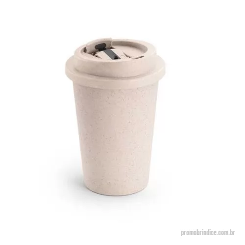 Copo ecológico personalizado - Copo de viagem. Fibra de bambu e PP. Capacidade: 380 ml. Food grade.  95 x 113 mm