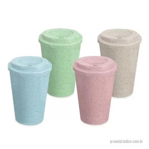 Copo ecológico personalizado - Copo fibra de arroz e polipropileno com capacidade de 450ml livre de BPA, possui tampa com bocal.