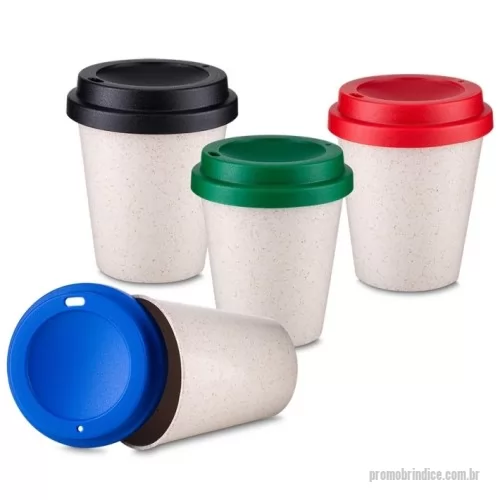 Copo ecológico personalizado - Copo fibra de arroz 350ml com tampa plástica de bocal.