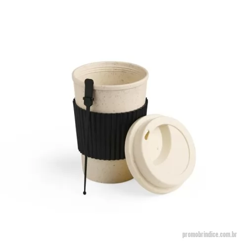 Copo ecológico personalizado - Uma opção sustentável para desfrutar o café ou chá de todo o dia com toda a leveza que o momento merece. O copo é feito em plástico a partir da fibra de trigo, este copo possui capacidade máxima de 450ml e tampa rosqueável com bocal. Além disso, ele também é livre de BPA, garantindo assim mais proteção para quem o utiliza e ao meio ambiente. Acompanha mexedor e manga antiderrapante.