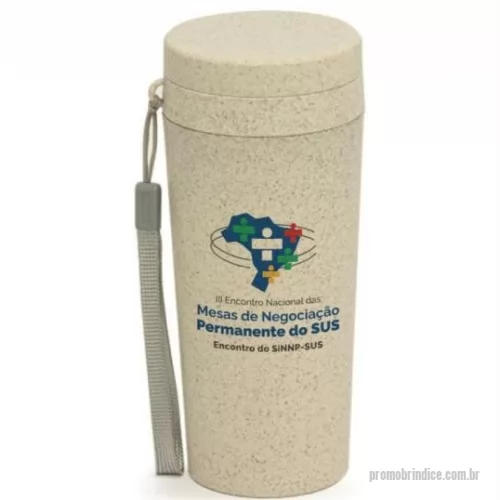 Copo ecológico personalizado - Copo ecologico de Bambu, capacidade de 350ml, tampa rosqueável, cordão para transporte e diversas cores.
