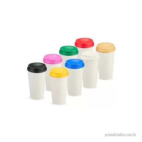 Copo ecológico personalizado - Copo em fibra de arroz com capacidade de até 550 ml. Possui tampa protetora com bocal. Altura : 16 cm Largura : 8,9 cm Circunferência : 28,2 cm Peso aproximado g : 41