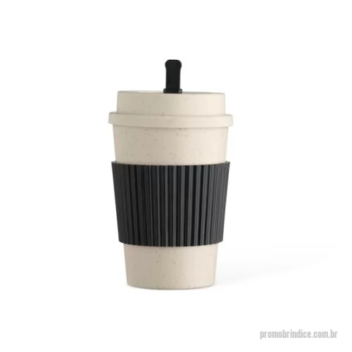 Copo ecológico personalizado - Copo em fibra de trigo livre de BPA, capacidade para até 450ml e tampa rosqueável com bocal.