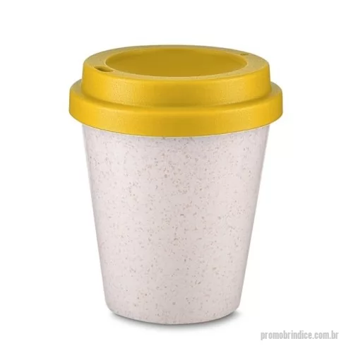 Copo ecológico personalizado - Copo em fibra de arroz biodegradável com capacidade para até 350ml e tampa plástica de pressão.