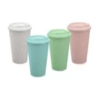 Descrição: Copo fibra de arroz com capacidade de 550ml. Feito em polipropileno atóxico, o copo possui tampa rosqueável com bocal.  Altura :  15,8 cm  Largura :  9,4 cm  Circunferência :  27,2 cm  Medidas aproximadas para gravação (CxL):  12 cm x 4 cm  Tamanho total aproximado  (CxL):  Diâmetro: 8,5 cm  Peso aproximado (g):  58