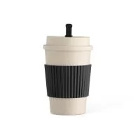 Copo em fibra de trigo livre de BPA, capacidade para até 450ml e tampa rosqueável com bocal.