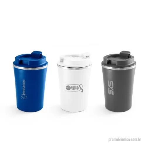 Copo Inox personalizado - Copo de viagem em aço inox e PP com parede dupla e isolamento a vácuo. Acabamento mate e revestimento em pó que lhe confere mais durabilidade e resistência. Tem capacidade até 470ml. 