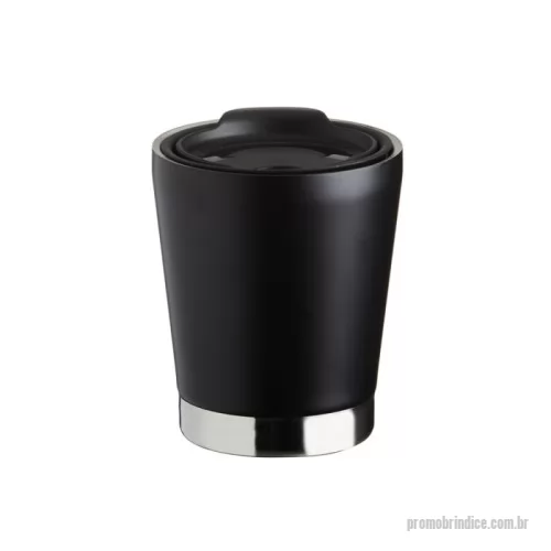 Copo Inox personalizado - Copo inox 304 parede dupla com capacidade de 300ml, possui tampa plástica de encaixe com acesso ao bocal e área para canudo (não acompanha).