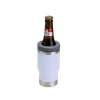 Copo térmico multiuso com parede dupla em inox, capacidade de 380ml. Pode ser utilizado como copo, porta long neck ou porta lata. Detalhe em inox na parte superior e ainda contém abridor de garrafa na parte inferior do copo.  Altura :  15,2 cm  Largura :  7,5 cm  Circunferência :  25,7 cm  Medidas aproximadas para gravação (CxL):  10,5 cm x 8cm  Peso aproximado (g):  241