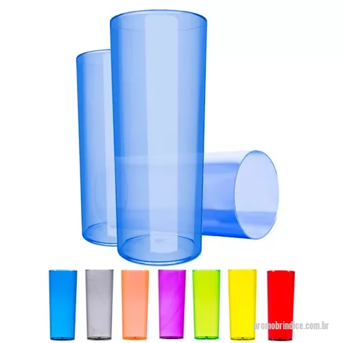 Copo long drink personalizado - Copo long drink 300 ml acrilico, translucido ou opaco - várias cores