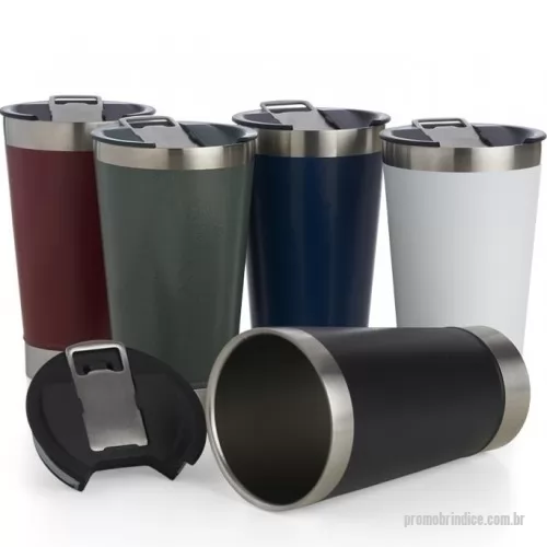 Copo personalizado - Copo Térmico Inox 500ml com tampa e abridor. Material livre de BPA (Tipo Stanley)