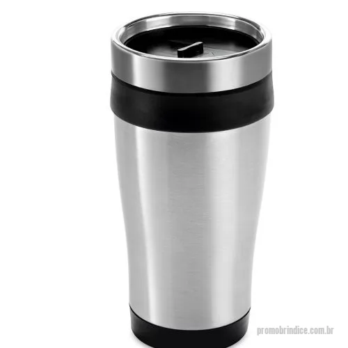 Copo personalizado - Copo de viagem em aço inox e PP com corpo duplo. Tampa com sistema de abertura e fecho fácil. Capacidade até 420 ml.. CONHEÇA ESSE E OUTROS PRODUTOS EM NOSSA PÁGINA EXCLUSIVA