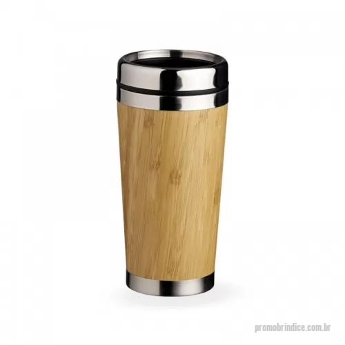 Copo personalizado - Copo Bambu de 500ml, parte interna em inox. Possui tampa com compartimento que pode ser aberto para beber.