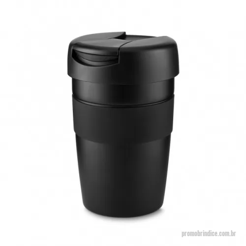 Copo personalizado - Copo inox com parede dupla, capacidade de 350ml. Contém tampa plástica rosqueável com vedação e protetor de bocal.