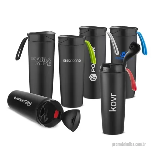 Copo personalizado - Copo antiqueda de plástico parede dupla 500ml com tampa e alça, plástico utilizado PP (polipropileno).