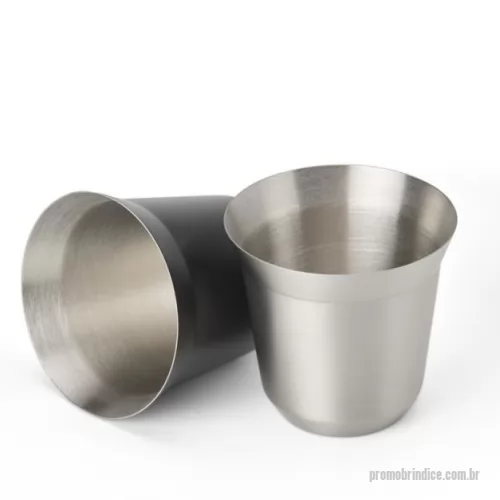 Copo personalizado - Descrição: Copo Inox com capacidade de 100ml.  Altura :  6 cm  Largura :  6,5 cm  Comprimento :  Diâmetro: 6,4 cm