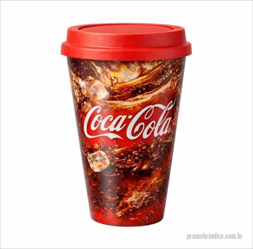 Copo personalizado - Copo com capacidade de 450 ml produzido em polipropileno, com peso aproximado de 41 gramas, altura de 12,4 cm, diâmetro da boca de 8,5 cm e base de 5,8 cm, acompanhado de tampa de café estilo MUG e com personalização por gravação IML (In Mold Label),