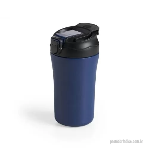 Copo personalizado - Copo com capacidade de 450ml, produzido em aço inox com estrutura de parede dupla e base emborrachada antiderrapante, que favorece maior estabilidade durante o uso. A tampa rosqueável apresenta abertura no bocal para beber diretamente e sistema inter