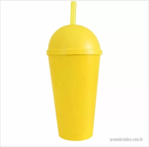 Copo personalizado - Copo com capacidade de 450 ml produzido em polipropileno, com peso aproximado de 42 gramas, altura de 12,4 cm, diâmetro da boca de 8,5 cm e base de 5,8 cm, acompanhado de tampa em formato bola e canudo, proporcionando uma estrutura diferenciada e fun