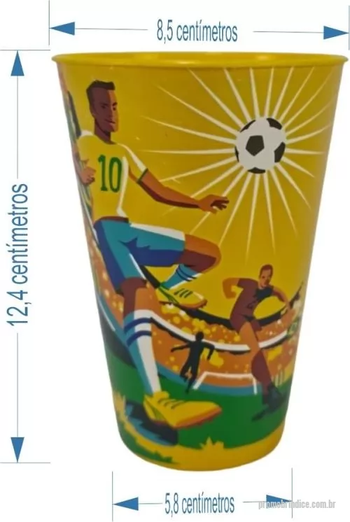 Copo personalizado - Copo com capacidade de 450 ml produzido em polipropileno, com peso aproximado de 27 gramas, altura de 12,4 cm, diâmetro da boca de 8,5 cm e base de 5,8 cm, desenvolvido com tecnologia de personalização IML (In Mold Label), na qual a arte é inserida d