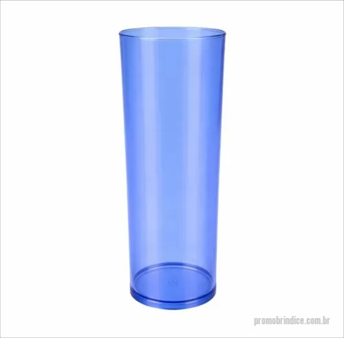 Copo personalizado - Copo com capacidade de 330 ml produzido em poliestireno, com peso de 45 gramas, altura de 15,8 cm, diâmetro da boca de 5,7 cm e base de 5,2 cm, apresentando formato long drink que valoriza a apresentação de bebidas e facilita o manuseio. Sua estrutur