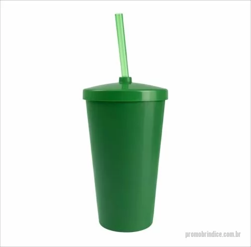 Copo personalizado - Copo com capacidade de 550 ml produzido em polipropileno, com peso aproximado de 45 gramas, altura de 14,5 cm, diâmetro da boca de 8,7 cm e base de 6,3 cm, acompanhado de tampa e canudo que proporcionam melhor vedação e praticidade no consumo de bebi