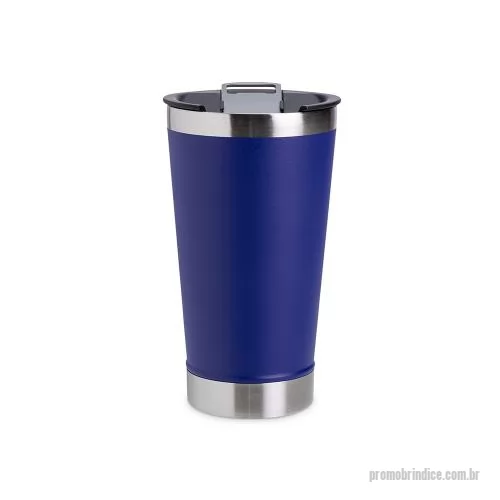 Copo personalizado - Copo em inox com pintura eletrostática e capacidade máxima de 500ml. Conta com tampa de pressão em plástico com abertura no bocal e abridor de garrafa removível em inox. Obs.: Este copo não apresenta propriedades de conservação térmica. Não acompanha
