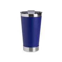 Copo em inox com pintura eletrostática e capacidade máxima de 500ml. Conta com tampa de pressão em plástico com abertura no bocal e abridor de garrafa removível em inox. Obs.: Este copo não apresenta propriedades de conservação térmica. Não acompanha