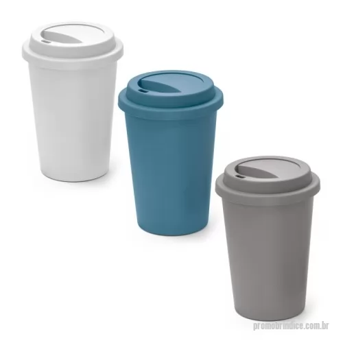 Copo Plástico personalizado - Copo de viagem com tampa e corpo em PP. Capacidade até 450 mL. Certificação EU Food Grade. Ø90 x 135 mm