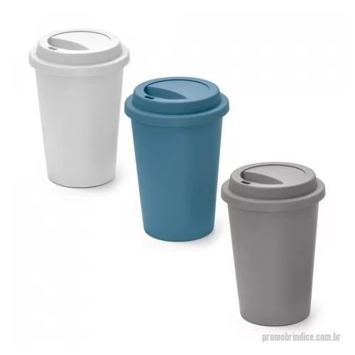 Copo Plástico personalizado - Copo de viagem com tampa e corpo em PP. Capacidade até 450 mL. Certificação EU Food Grade.