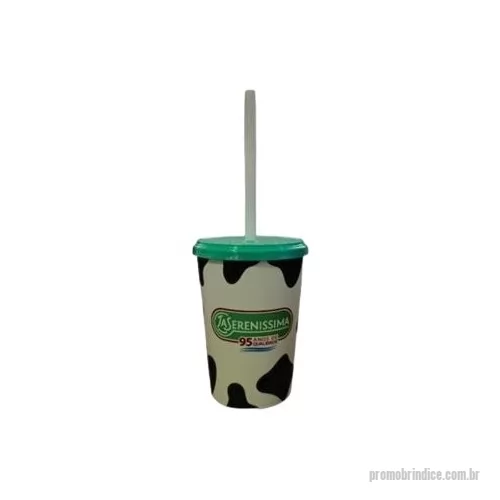 Copo Plástico personalizado - copo 350 ml com tampa e canudo mold label