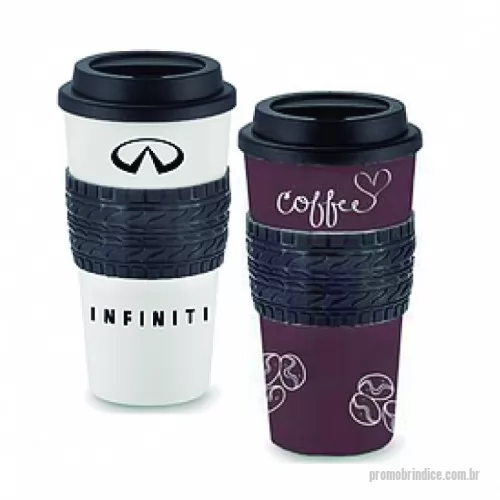 Copo Plástico personalizado - Copo para café 500 ml com luva personalizado com gravação em silk.