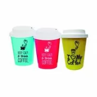 Copo para café 300 ml sem luva personalizado com gravação em silk.