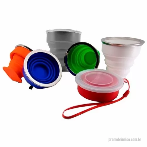 Copo Retrátil personalizado - Copo Silicone Retrátil com Cordão para Transporte