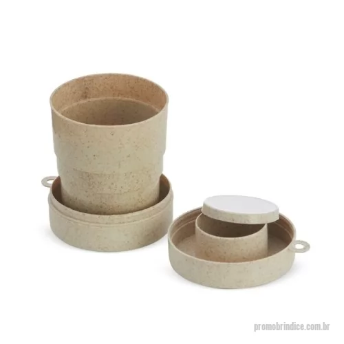Copo Retrátil personalizado - Copo retrátil em fibra de arroz de 200ml com porta comprimidos personalizado com o seu Logo