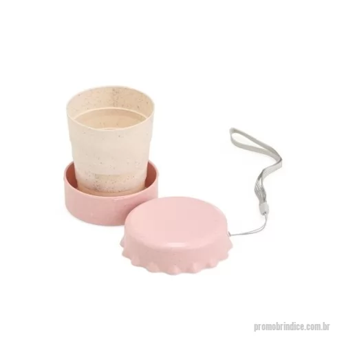 Copo Retrátil personalizado - Copo retrátil em palha de trigo de 125ml. Acompanha alça de nylon.