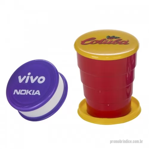 Copo sanfonado personalizado - Copo retratil 150 ml - tampa e base colorido, Tamanho: 6,8 x 2,8 (fechado) 6,8 x 7,6 (aberto)