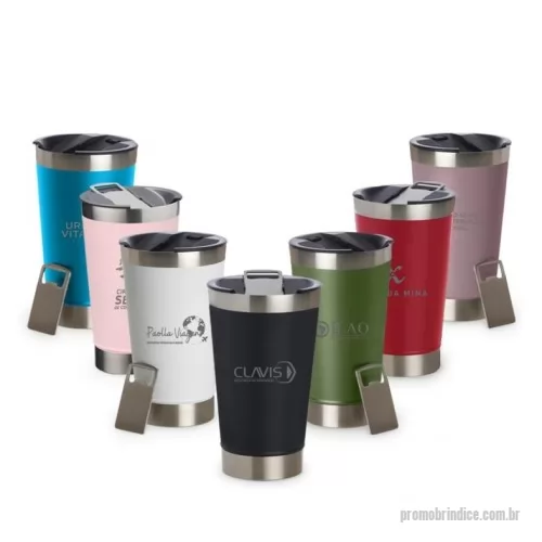 Copo térmico personalizado - Copo Térmico Inox 500ml com tampa e abridor. Material livre de BPA