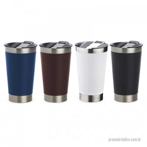 Copo térmico personalizado - Copo térmico de inox com capacidade 500ml, material livre de BPA. Contém tampa com abridor.