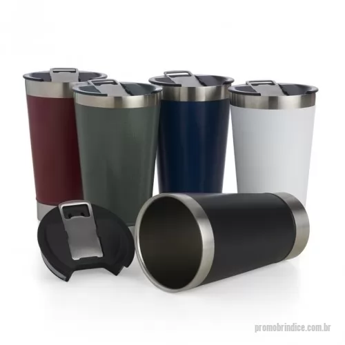 Copo térmico personalizado - Copo térmico de inox com capacidade 500ml, material livre de BPA. Contém tampa com abridor.