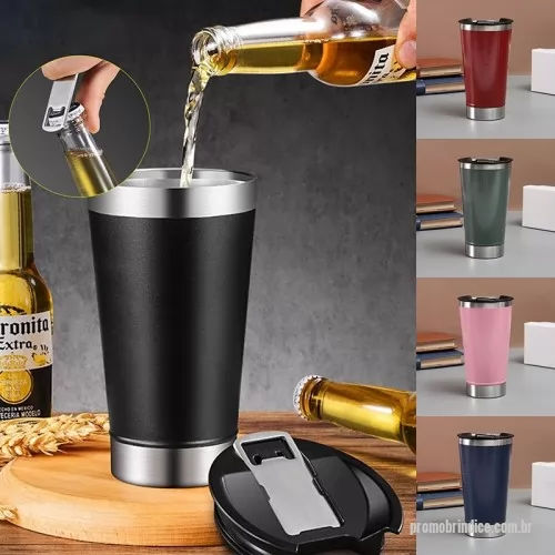 Copo térmico personalizado - Copo térmico de inox com acabamento liso e capacidade 500ml, material livre de BPA. Contém tampa com abridor.