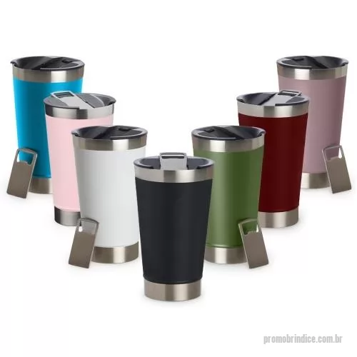 Copo térmico personalizado - Copo térmico de 500ml com abridor integrado na base. Produto prático e inovador, ideal para ações promocionais, eventos, bares, restaurantes e campanhas corporativas. Personalize com sua marca e ofereça um brinde de impacto!  Preço: ?? Valor unitário: R$ 19,99 ?? Pedido mínimo: 75 unidades (1 caixa) ?? Pedidos adicionais em múltiplos de 75.