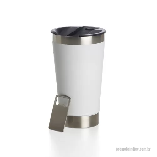 Copo térmico personalizado - Copo térmico de inox com acabamento liso e capacidade 500ml, material livre de BPA. Contém tampa com abridor.