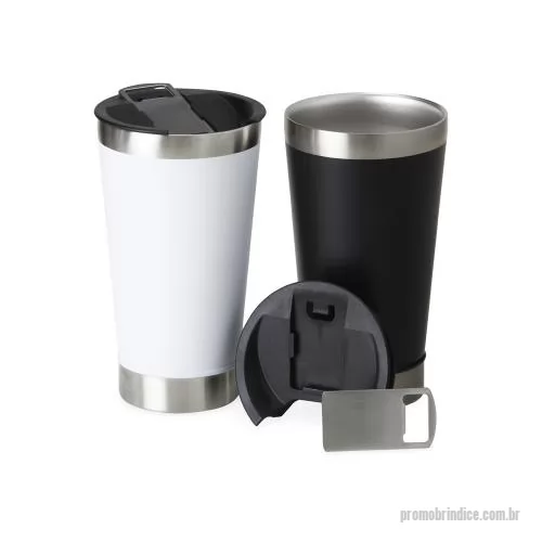 Copo térmico personalizado - Copo térmico de inox com acabamento liso e capacidade 500ml. Contém tampa com abridor. 17 x 9,4 cm