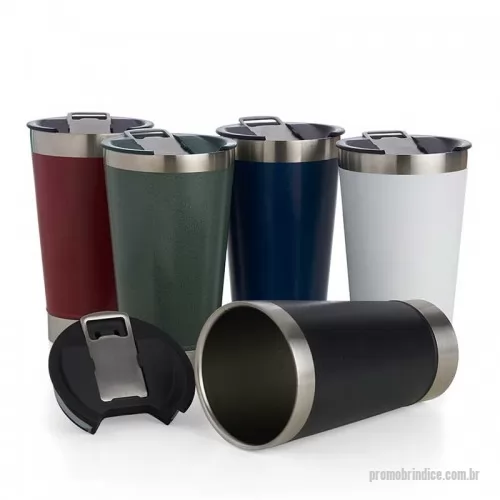 Copo térmico personalizado - Copo Térmico Inox 500ml com tampa e abridor. Material livre de BPA.