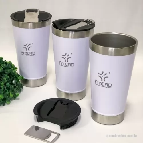 Copo térmico personalizado - Copo Térmico Inox 500ml com tampa e abridor. Material livre de BPA.